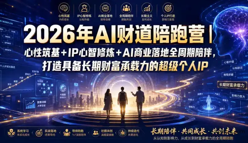 2026年AI财道陪跑营｜心性筑基+IP心智修炼+AI商业落地全周期陪伴，打造具备长期财富承载力的超级个人IP-微众资源