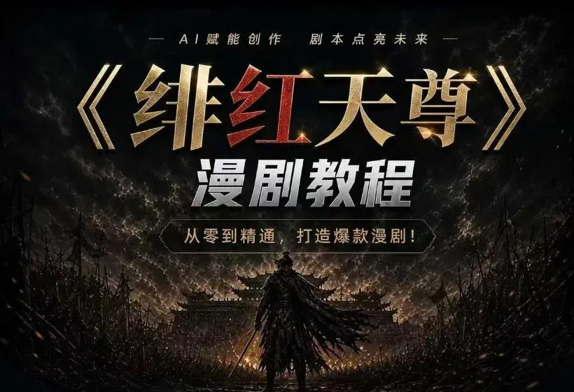 绯红天尊AI漫剧系统教程|从零入门到精通,工具运用+剧本创作+爆款逻辑+提示词素材+镜头剪辑,全套爆款漫剧落地实战课