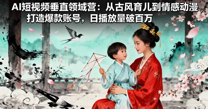 AI短视频垂直领域营：从古风育儿到情感动漫，打造爆款账号,日播放量破百万-微众资源