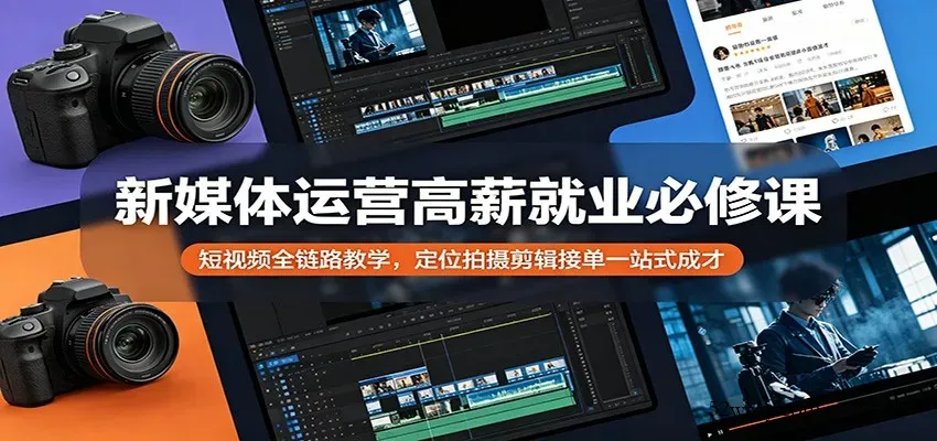 新媒体运营高薪就业必修课：短视频全链路教学，定位拍摄剪辑接单一站式成才-微众资源