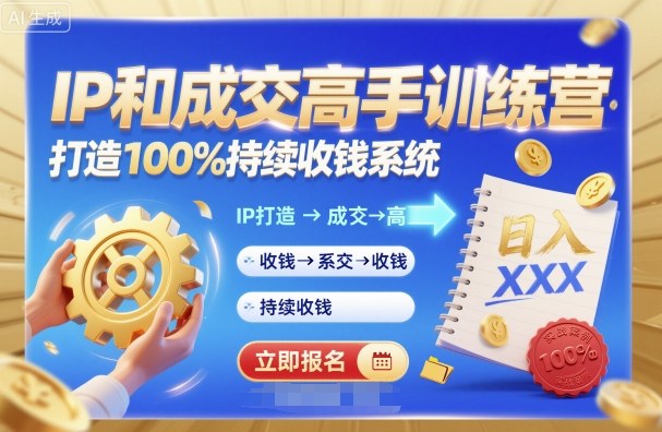 带你成为IP和成交高手的训练营，打造100%持续收钱系统-微众资源