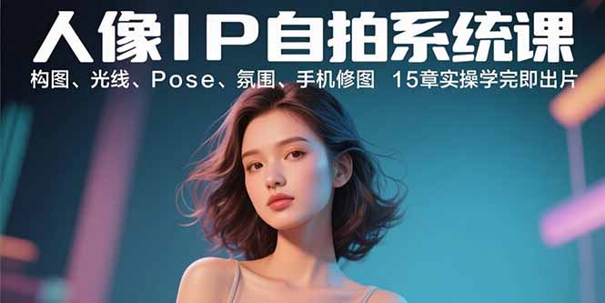 人像IP自拍系统课：构图、光线、Pose、氛围、手机修图 15章实操学完即出片-微众资源