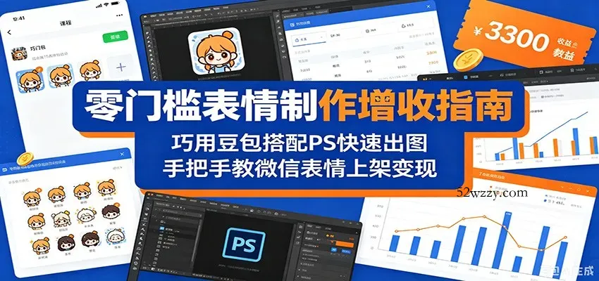 零门槛表情制作增收指南：巧用豆包搭配 PS 快速出图，手把手教微信表情上架变现-微众资源