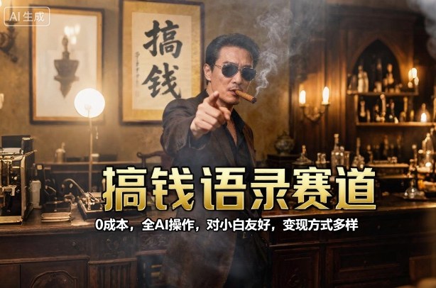 搞钱语录赛道，0成本，全AI操作，对小白友好，变现方式多样-微众资源