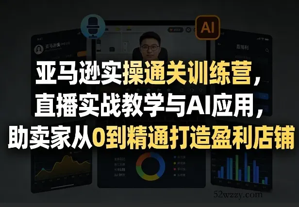 亚马逊实操通关训练营，直播实战教学与AI应用，助卖家从0到精通打造盈利店铺(更新5月8日)-微众资源
