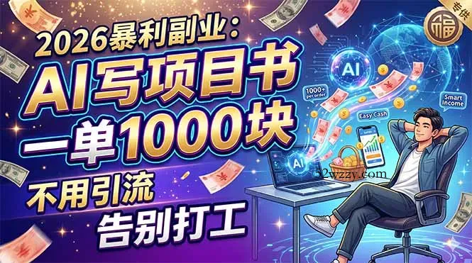 2026暴利副业：AI 写项目书，一单 1000 块，不用引流，告别打工-微众资源