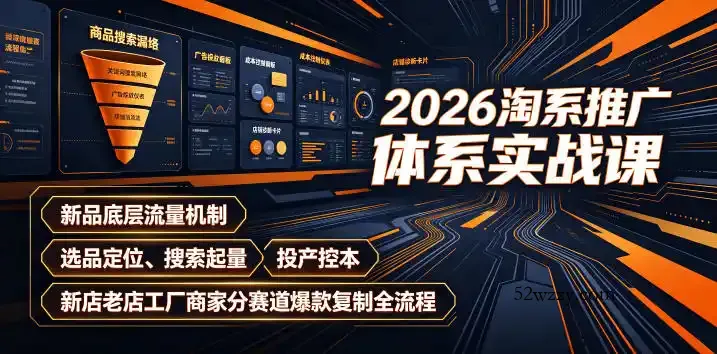 2026淘系推广体系实战课｜新品底层流量机制、选品定位、搜索起量、投产控本、新店老店工厂商家分赛道爆款复制全流程-微众资源