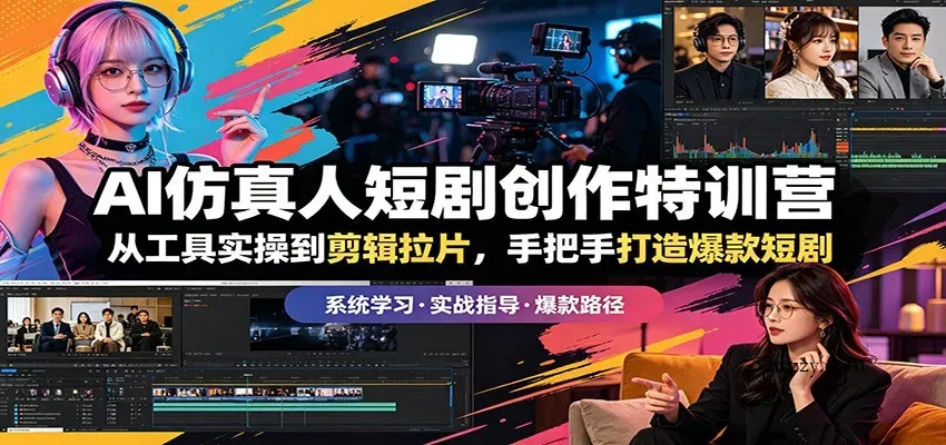 AI仿真人短剧创作特训营：从工具实操到剪辑拉片，手把手打造爆款短剧-微众资源