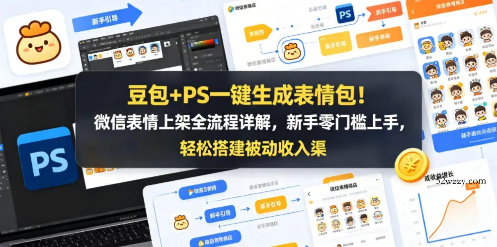 豆包+PS一键生成表情包！微信表情上架全流程详解，新手零门槛上手，轻松搭建被动收入渠道-微众资源