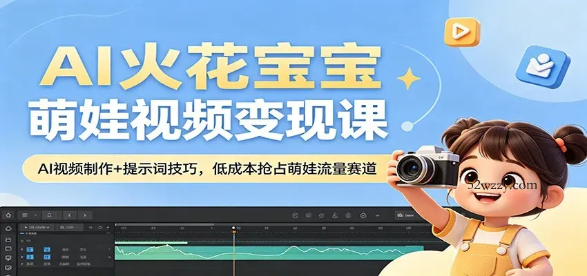 AI火花宝宝萌娃视频变现课：AI视频制作+提示词技巧，低成本抢占萌娃流量赛道-微众资源