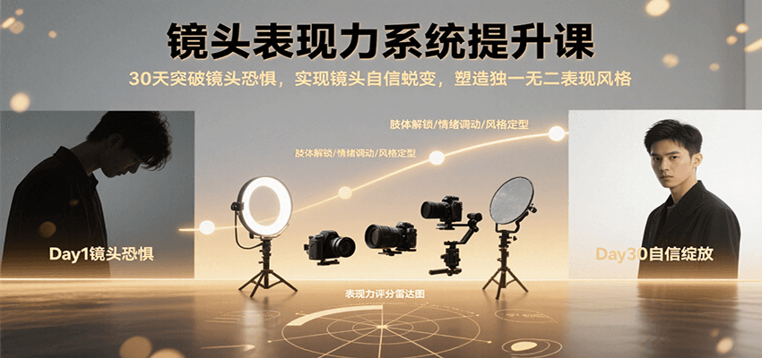 镜头表现力系统提升课，30天突破镜头恐惧实现自信蜕变，塑造独一无二表现风格-微众资源