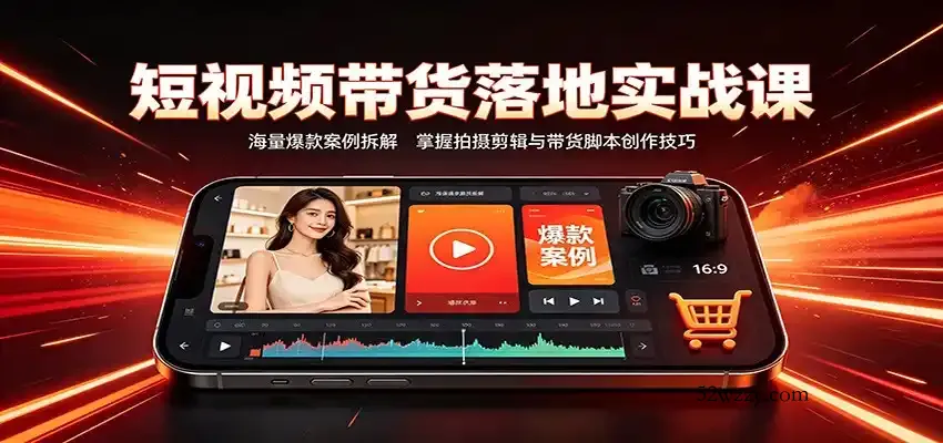 短视频带货落地实战课：海量爆款案例拆解，掌握拍摄剪辑与带货脚本创作技巧-微众资源