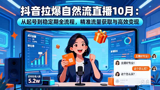 抖音拉爆自然流直播10月：从起号到稳定期全流程，精准流量获取与高效变现-微众资源
