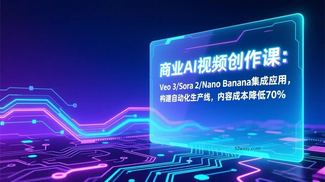 商业AI视频创作课：Veo 3/Sora 2/Nano Banana集成应用，构建自动化生产线，内容成本降低70%-微众资源
