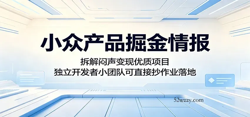 小众产品掘金情报：拆解闷声变现优质项目，独立开发者小团队可直接抄作业落地-微众资源
