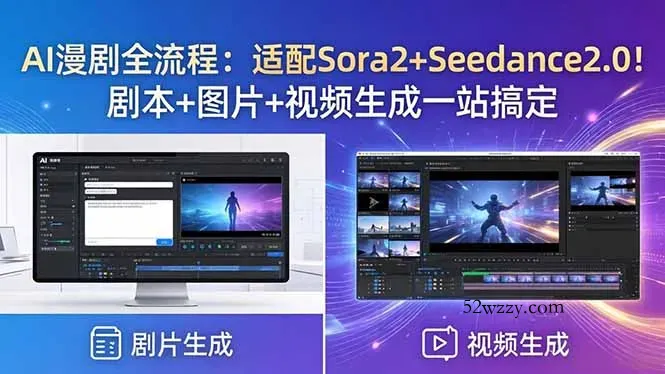 AI漫剧全流程：适配Sora2+Seedance2.0！剧本+图片+视频生成一站搞定-微众资源
