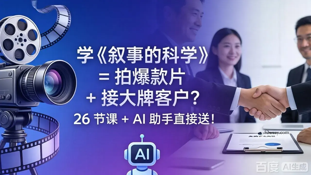 学《叙事的科学》= 拍爆款片 + 接大牌客户？26 节课 + AI 助手直接送！-微众资源