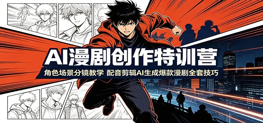 AI漫剧创作特训营：角色场景分镜教学，配音剪辑AI生成爆款漫剧全套技巧-微众资源