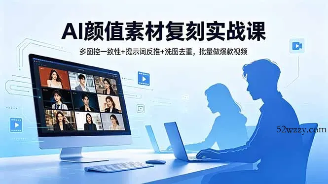 AI颜值素材复刻实战课，多图控一致性+提示词反推+洗图去重，批量做爆款视频-微众资源