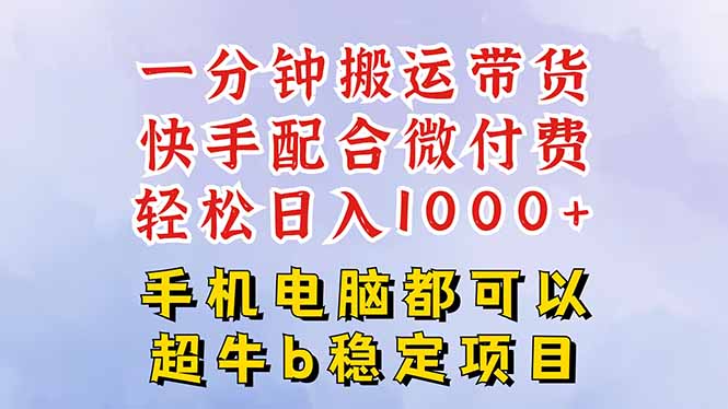 快手黑科技一分钟搬运带货，一刀不剪过原创，微付费投流玩法，轻松日入…-微众资源