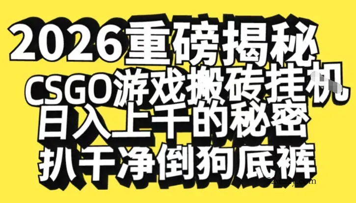 2026开年重磅解密，CSGO游戏搬砖挂G日入1k+的秘密，把倒狗的底裤扒干【揭秘】-微众资源