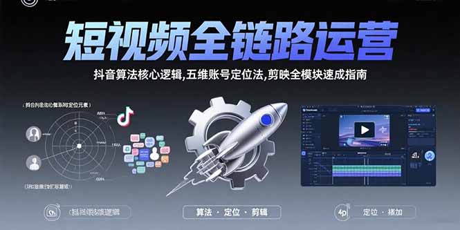 短视频全链路运营：抖音算法核心逻辑,五维账号定位法,剪映全模块速成指南-微众资源