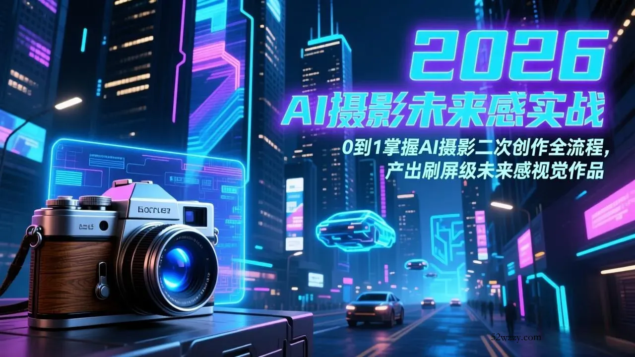 2026 AI摄影未来感实战：0到1掌握AI摄影二次创作全流程，产出刷屏级未来感视觉作品-微众资源