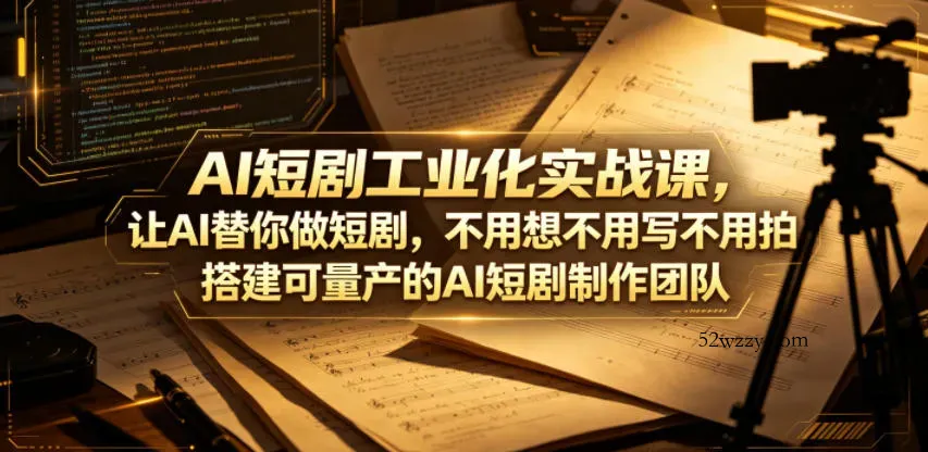 AI短剧工业化实战课，让AI替你做短剧，不用想不用写不用拍，搭建可量产的AI短剧制作团队-微众资源