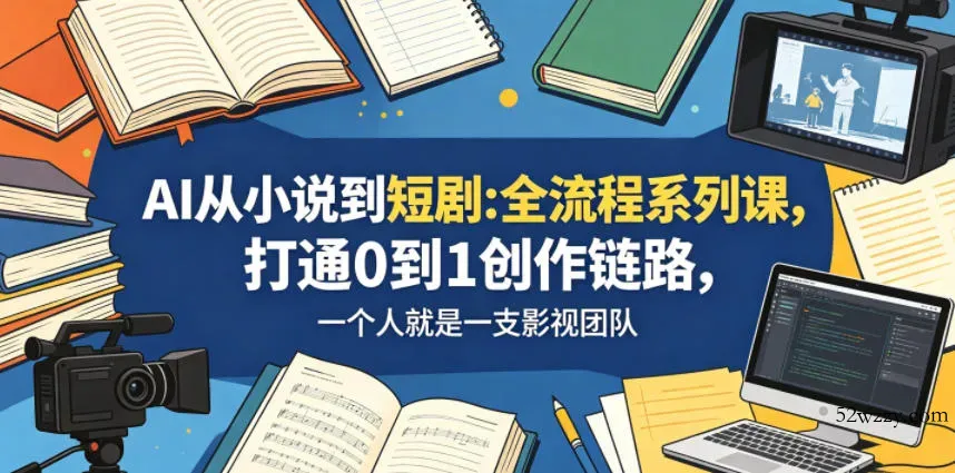 AI从小说到短剧全流程系列课，打通0到1创作链路，一个人就是一支影视团队-微众资源