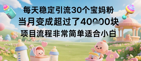 每天稳定引流30个宝妈粉当月变成超过了1W+项目流程非常简单适合小白-微众资源