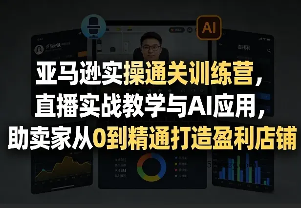 亚马逊实操通关训练营，直播实战教学与AI应用，助卖家从0到精通打造盈利店铺(更新4月29日)-微众资源