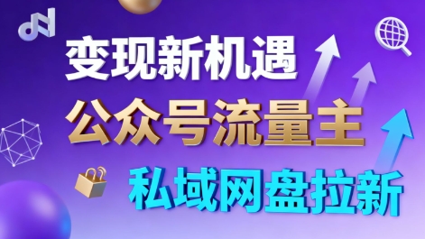 公众号流量主+私域网盘拉新，多方式变现，简单易上手，当天就有收益-微众资源