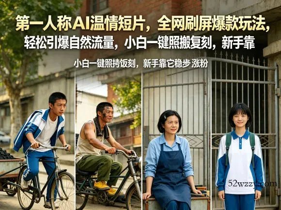 第一人称AI温情短片，全网刷屏爆款玩法，轻松引爆自然流量，小白一键照搬复刻，新手靠它稳步涨粉-微众资源