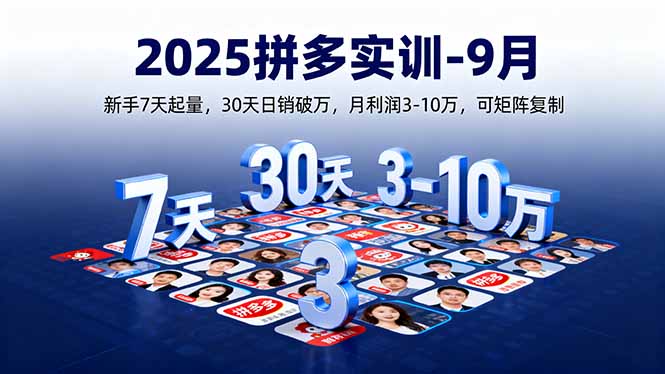2025拼多多实训-9月：新手7天起量,30天日销破万,月利润3-10万,可矩阵复制-微众资源