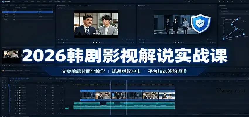 2026韩剧影视解说实战课：文案剪辑封面全教学，规避版权冲击平台精选签约通道-微众资源