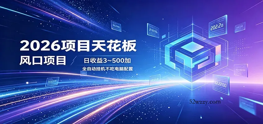 2026项目天花板，风口项目，日收益3~500+全自动挂机，不吃配置-微众资源