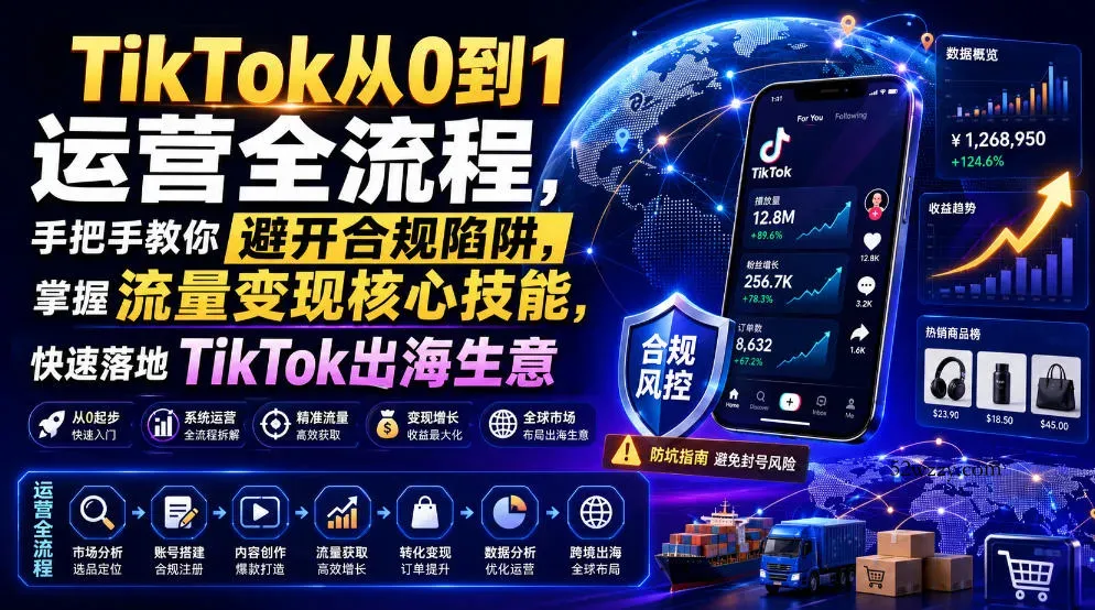 TikTok从0到1运营全流程，手把手教你避开合规陷阱，掌握流量变现核心技能，快速落地TikTok出海生意(更新7月)-微众资源