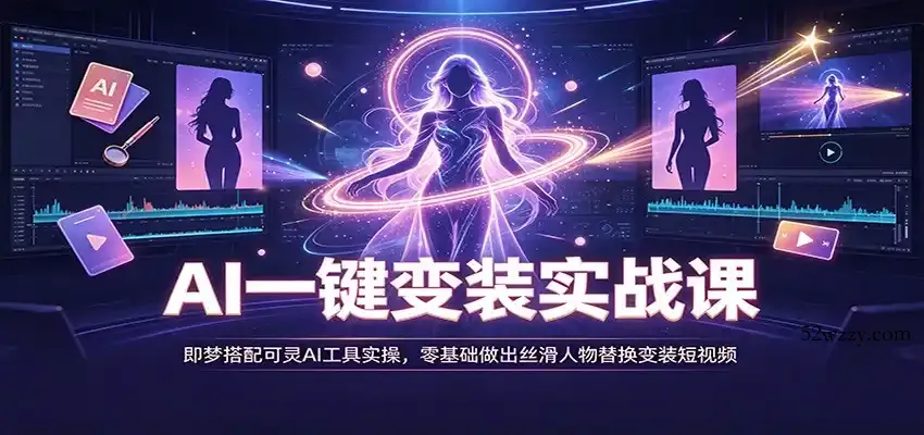 AI一键变装实战课：即梦搭配可灵AI工具实操，零基础做出丝滑人物替换变装短视频-微众资源
