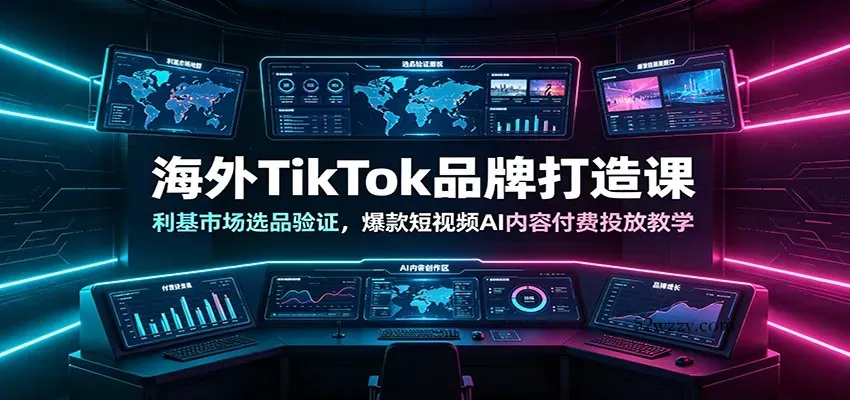 海外TikTok品牌打造课：利基市场选品验证，爆款短视频AI内容付费投放教学-微众资源