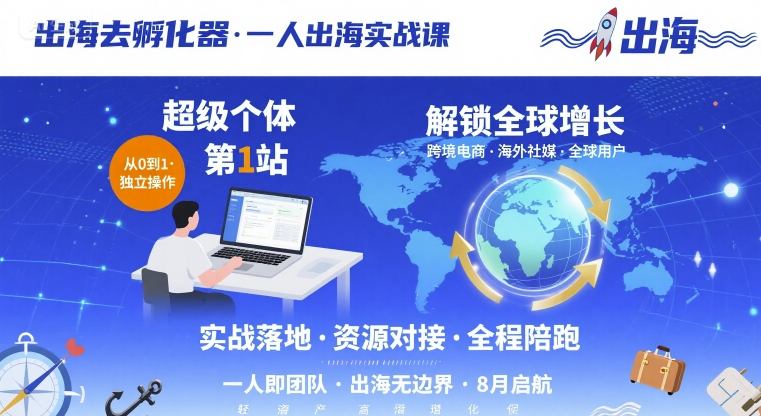出海去孵化器，一人出海实战课，超级个体第1站，解锁全球增长-微众资源