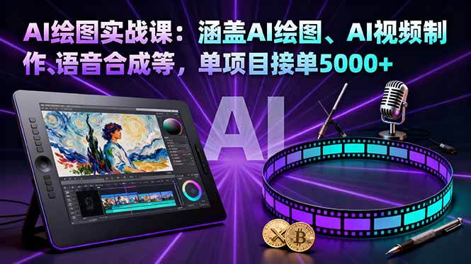 AI绘图实战课：涵盖AI绘图、AI视频制作、语音合成等，单项目接单5000+-微众资源