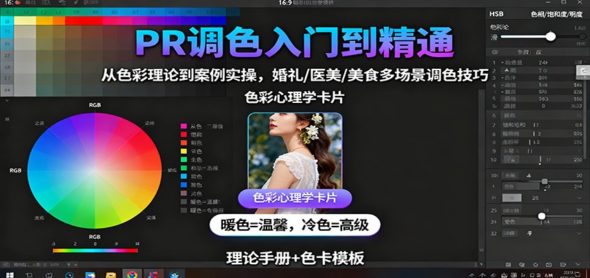 PR调色入门到精通：从色彩理论到案例实操，婚礼/医美/美食多场景调色技巧-微众资源