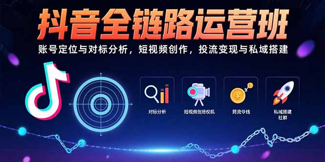 抖音全链路运营班：账号定位与对标分析，短视频创作，投流变现与私域搭建-微众资源