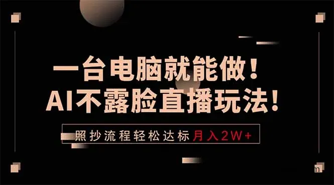 一台电脑就能做！AI不露脸直播玩法，照抄流程轻松达标月入2W+-微众资源
