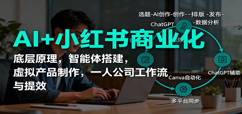 AI+小红书商业化，底层原理，智能体搭建，虚拟产品制作，一人公司工作流与提效-微众资源