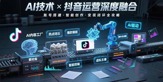 AI技术与抖音运营的深度融合应用：涵盖账号搭建、内容创作、收益变现等-微众资源