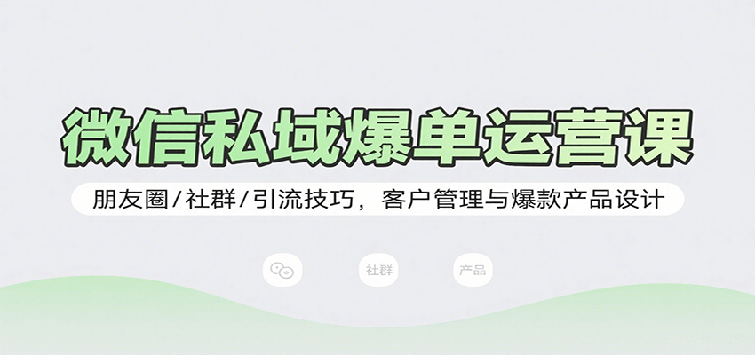 微信私域爆单运营课：朋友圈/社群/引流技巧，客户管理与爆款产品设计-微众资源