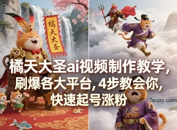 橘天大圣ai视频制作教学,刷爆各大平台,4步教会你,快速起号涨粉