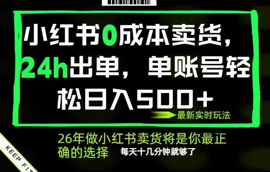 小红书0成本AI卖货，24小时出单，全流程托管，保底日入500+，每天十几分钟就够了【揭秘】-微众资源