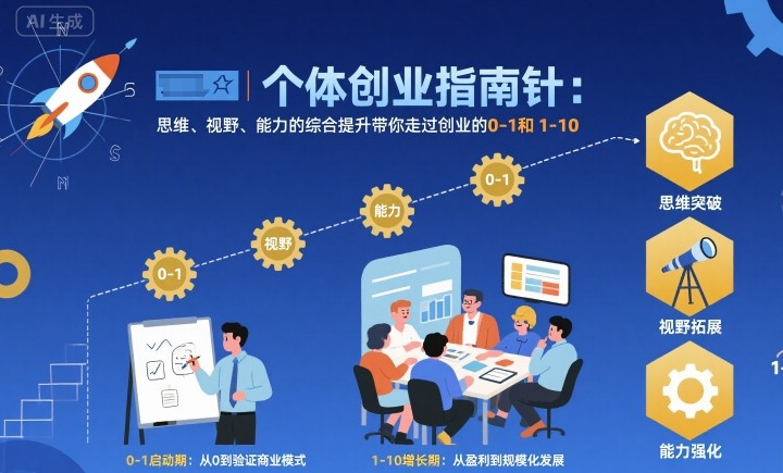 个体创业指南针，思维、视野、能力的综合提升带你走过创业的0-1和1-10【音频】-微众资源